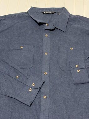 Travis Mathew Cloud Flannel Men's Navy Blue Long-Sleeve Button-Down Shirt